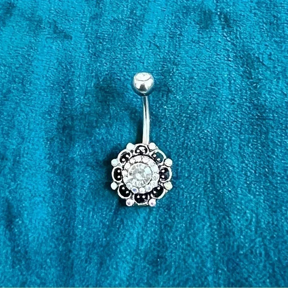 Set of 5 Jeweled Naval Piercings Stainless Steel Barbell Dangle Gems - Picture 2 of 8